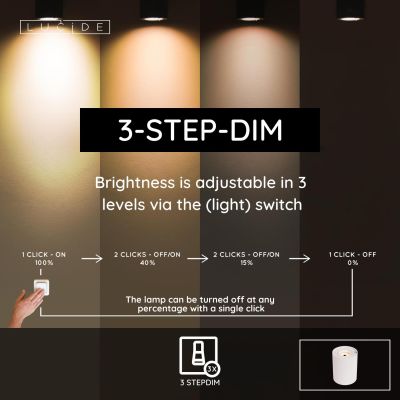 Lucide TUBE - Stolová lampa - Ø 9,6 cm - LED Rozm. - GU10 - 1x5W 2600K/2800K - 3 StepDim - Biela